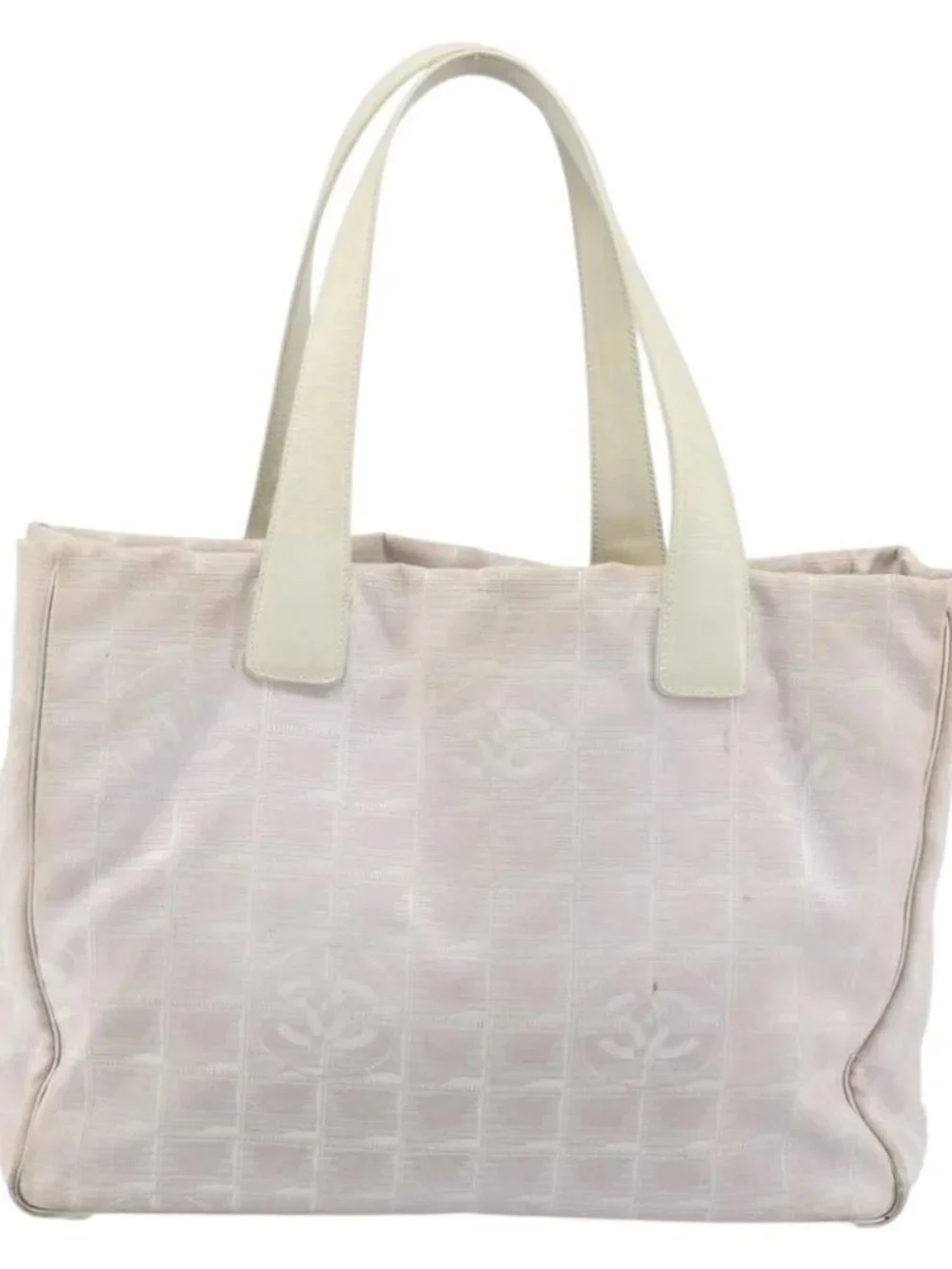 CHANEL New Travel Line Tote Bag Nylon Pink Gold CC Auth BA11718
